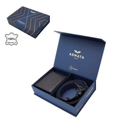 Cintura+P/Foglio Pelle Uomo in Box Armata di Mare